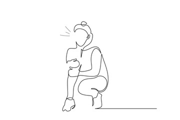 woman athlete leg pain patient suffering health line art design