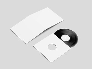 White Blank Vinyl with Cover Mockup 3D Rendered in Grey Background