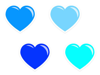 ぷるんとしたハートシールセット：青