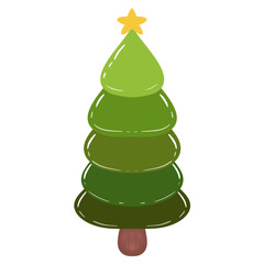 Green Christmas tree decorated with beautiful stars Welcoming the Christmas Festival.