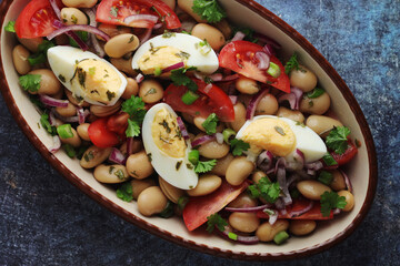 A bowl with Piyaz salad - traditional dish of Turkey	
