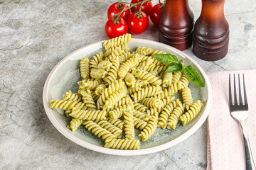 Italian pasta with basil pesto