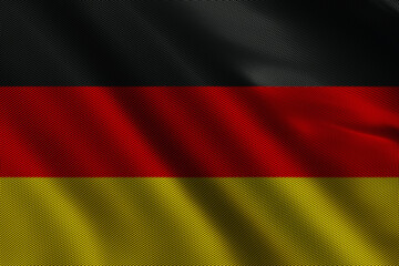 3d illustration flag of Germany. Close up waving flag of Germany.