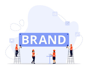 Brand construction concept illustration. Suitable for landing page, ui, web, App intro card, editorial, flyer, 
and banner.