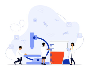 Scientific research concept illustration. Suitable for landing page, ui, web, App intro card, editorial, flyer, 
and banner.
