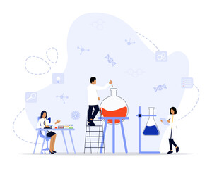 Scientific research concept illustration. Suitable for landing page, ui, web, App intro card, editorial, flyer, 
and banner.
