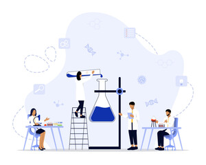 Scientific research concept illustration. Suitable for landing page, ui, web, App intro card, editorial, flyer, 
and banner.
