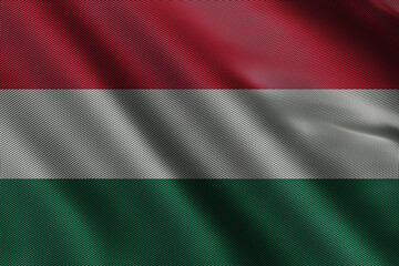 3d illustration flag of Hungary. Close up waving flag of Hungary.
