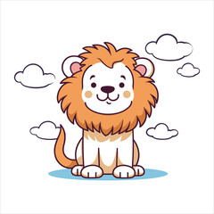 cute baby lion vector