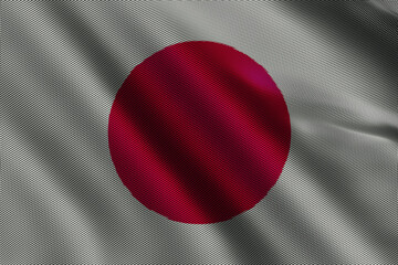 3d illustration flag of Japan. Close up waving flag of Japan.