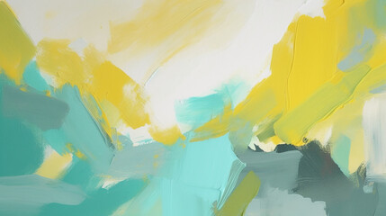 Abstract minimal acrylic texture background, mint green and yellow pastel colors. AI