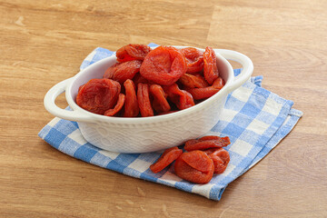 Sweet organic dry apricot snack