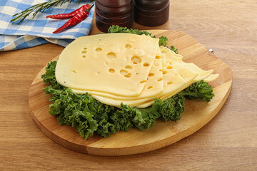 Sliced maasdam cheese for breakfast