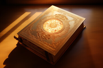 golden illuminated bhagwad gita book cover