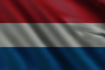 3d illustration flag of Netherlands. Close up waving flag of Netherlands.