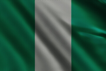 3d illustration flag of Nigeria. Close up waving flag of Nigeria.