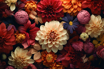 Blooming Spectacle: Gorgeous Flower Patterns Creating a Lush Floral Background Tapestry.