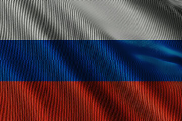 3d illustration flag of Russia. Close up waving flag of Russia.