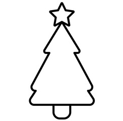 Cute Christmas tree outline cartoon doodle illustration	