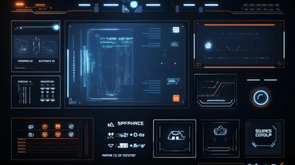 Futuristic touch screen user interface HUD frames.