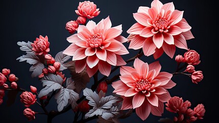 Chrysanthemum bright pink flower. Floral flower illustration. Generative AI