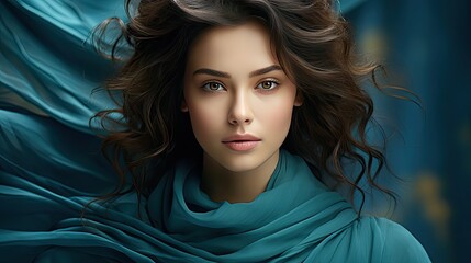 Beautiful young asian woman with clean fresh skin on background, Face care, Facial treatment, Cosmetology, beauty and spa, Asian women portrait. Model illustration. Generative AI
