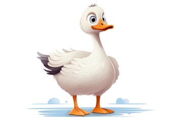 cute cartoon goose illustration on white background - obrazy, fototapety, plakaty