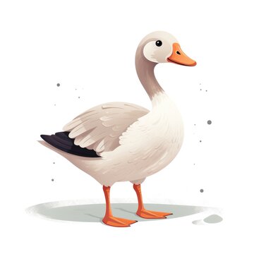 cute cartoon goose illustration on white background