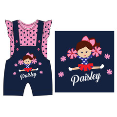 little cute girls paisley print t shirt with jacket