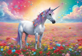 Obraz na płótnie Canvas Unicorn in the meadow