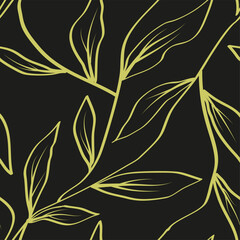 Spring botanical print. Vector retro floral seamless pattern. Seamless pattern abstract leaf. 