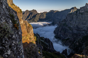 Sea of ​​clouds in the mountains of Pico Arieiro Madeira route