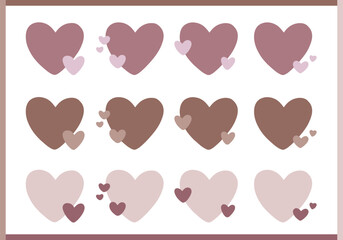 可愛いブラウン系のハートセット