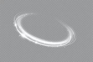 Fotobehang Glowing white spiral. Speed ​​abstract lines effect. Rotating shiny rings. Glowing circular lines. Glowing ring trail. Vector.  © kulinskaia