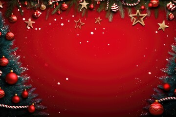 This vector illustration showcases a beautiful Christmas background with a Christmas tree, balls, and snowflakes.

 Generative AI
