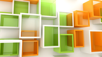 Obraz premium Green and black colors abstract shapes and frames background