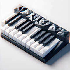 3D Geometric Keyboard Design with Contrasting Black and White Keys - Concept of Modern Art, Digital Design, and Futuristic Interface