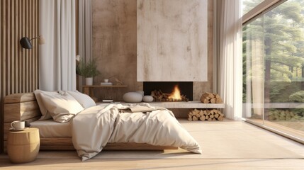 Home mockup, Bedroom interior, Tranquil Bedroom Retreat for realistic