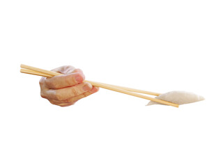 hand hold chopsticks with pork ball PNG transparent