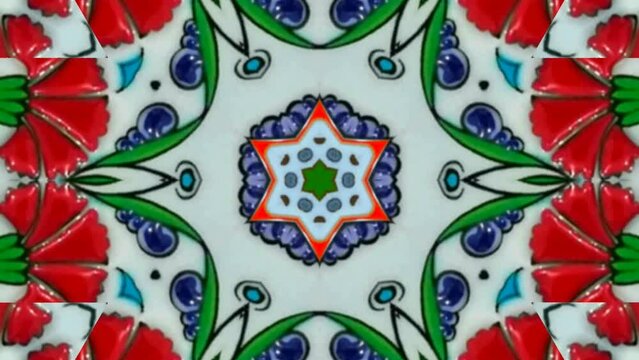Ottoman Turkish Nicea TownTiles Dsign Kaleidoscopic motion Background