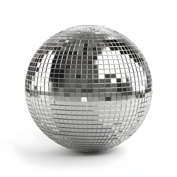 Silver disco ball isolated on white background