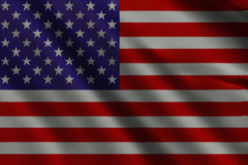 Naklejka premium 3d illustration flag of America. Close up waving flag of America.