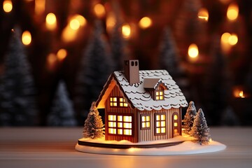 little cozy wooden house model christmas design