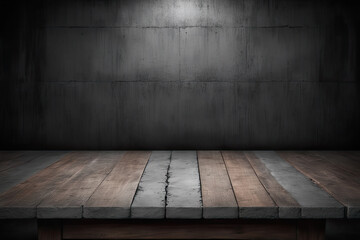 Wooden floor with black wall product background