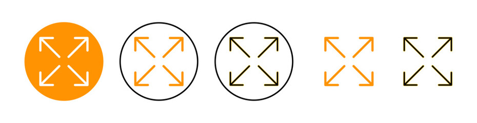Fullscreen Icon set for web and mobile app. Expand to full screen sign and symbol. Arrows symbol