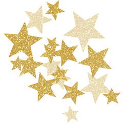 Golden star glitter on transparent backgroud. Design for decorating,background, wallpaper, illustration