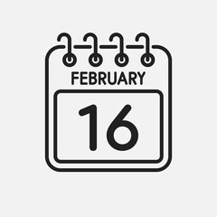 Icon page calendar day - 16 February