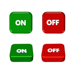 3D button on off sign icon green and red color