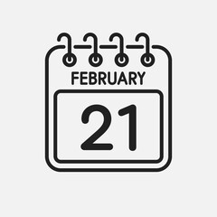Icon page calendar day - 21 February