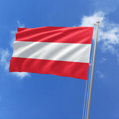 Austria flag fluttering in the wind on sky.